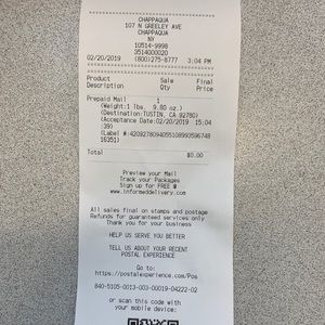 Shipping Receipt for Zara block heels